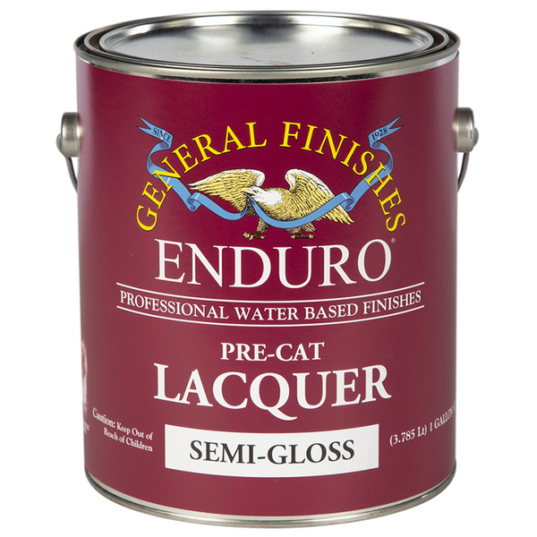 General Finishes 1 Gal Clear Enduro Pre-Cat Lacquer Water-Based Topcoat, Semi-Gloss GPCSG